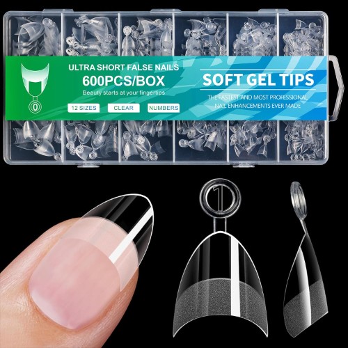 Almond Nail Tips ultra  Short , Half Cover Short Acrylic Nai